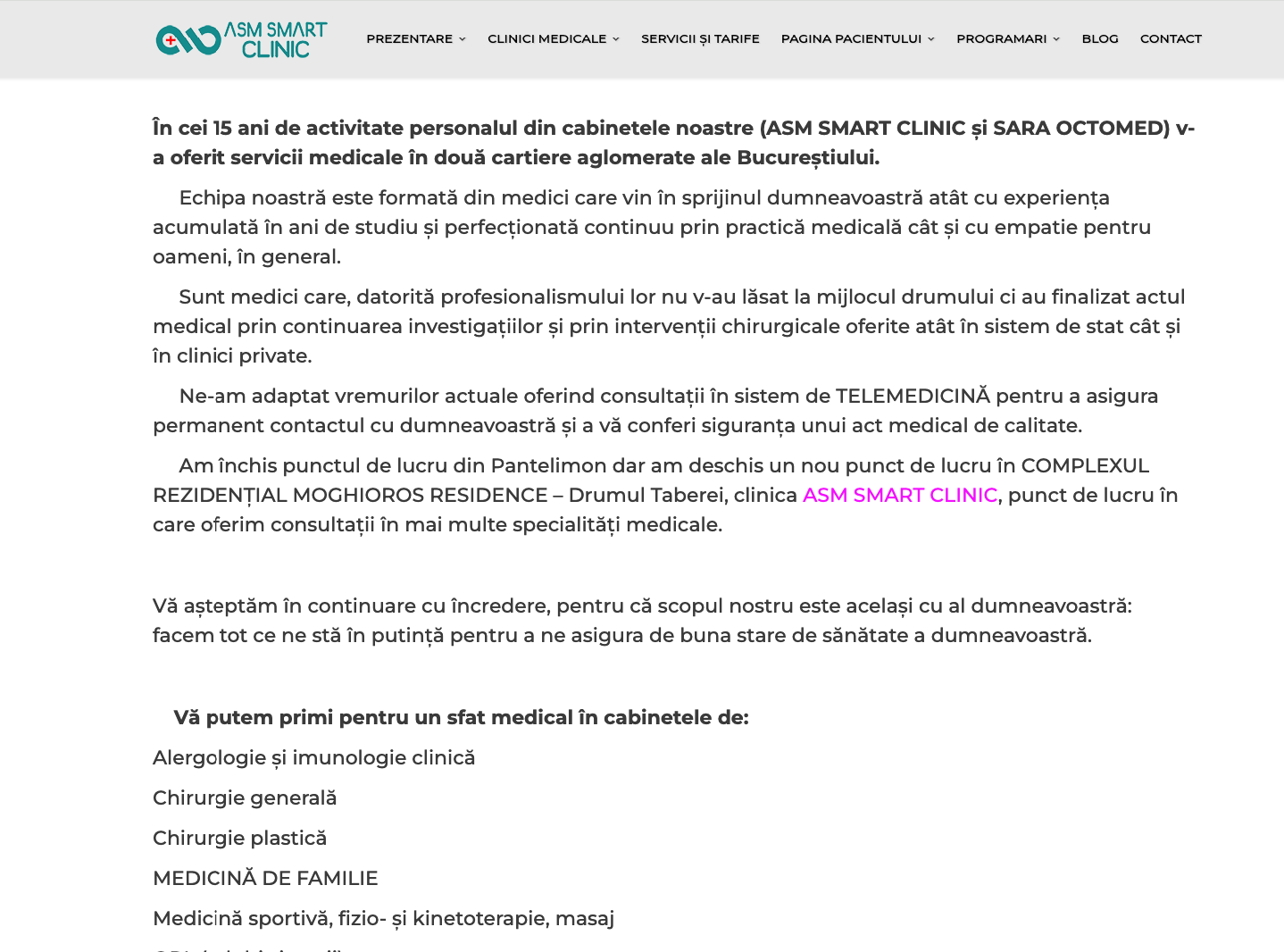 Captură ecran ASM Smart Clinic