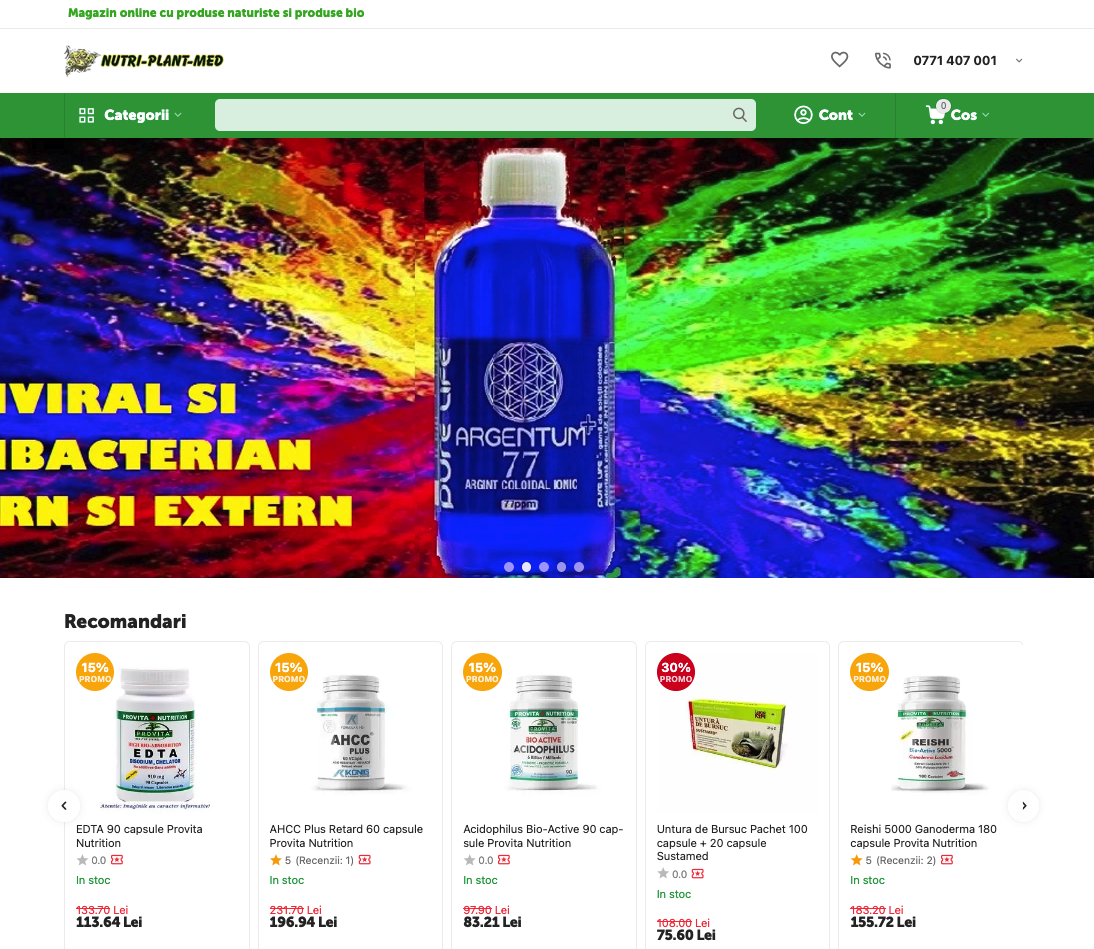 Captură ecran nutriplantmed.ro