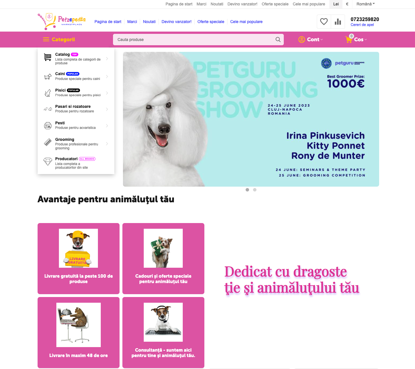 Captură ecran Petzepedia