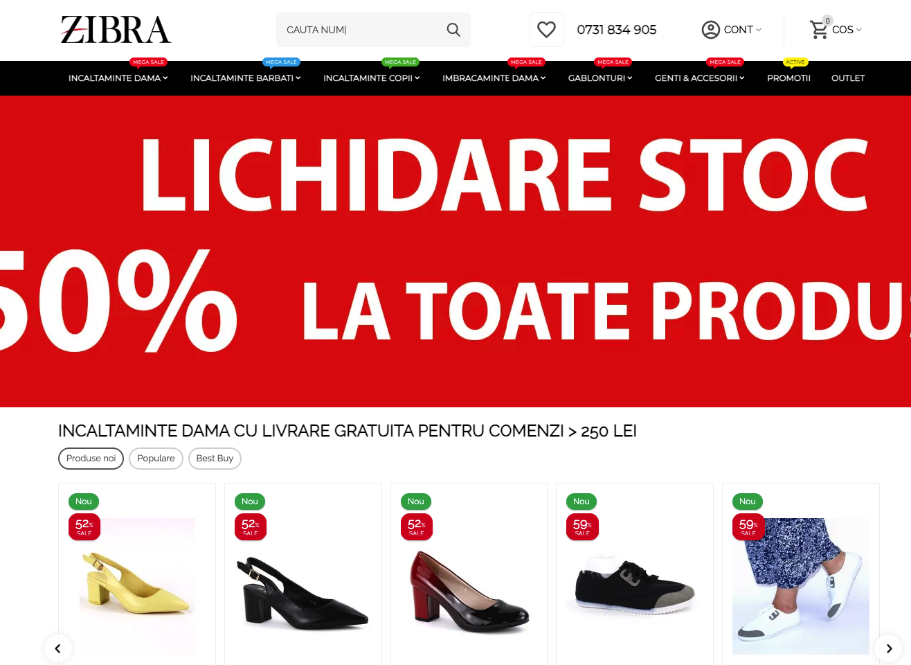 Captură ecran Zibra.ro